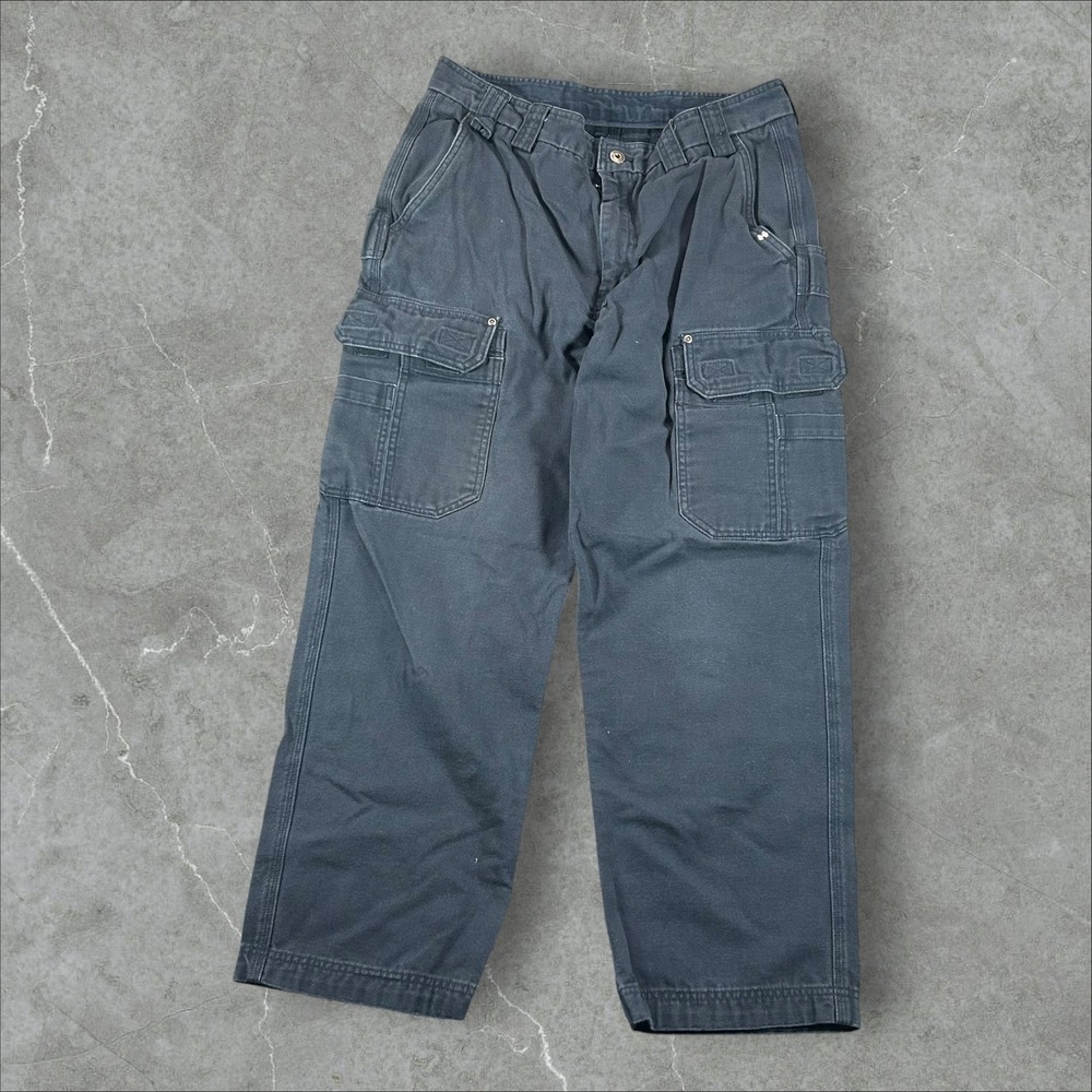 Duluth Trading Burly  Cargo Pants Mens 36x30 Navy Blue Canvas Workwear Utility